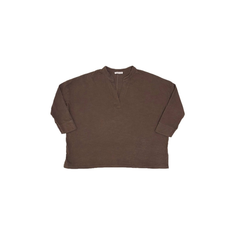 Mersea Amelia 100% Cotton V-Neck Top in Chocolate  Brown – One Size Fits Most